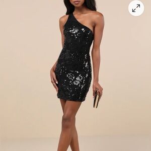 Lulu's Chic Black One-Shoulder Dress